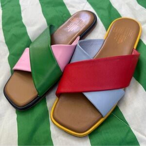 CHARLOTTE STONE colorful flat slides leather